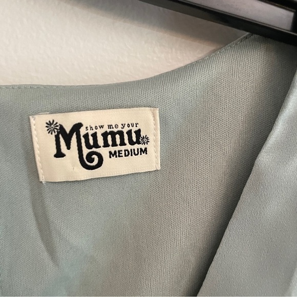 Show Me Your MuMu Emily Empire Maxi Dress in Silver Sage Crisp Size Medium NWT - Picture 10 of 10